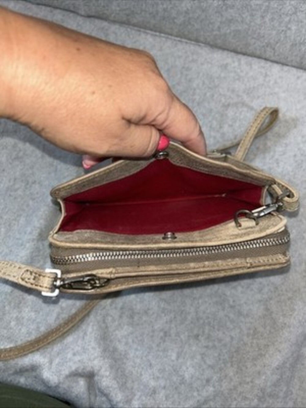 Hammitt Levy Leather Wallet Crossbody Bag, Gray Pewter Leather / Silver - Picture 5 of 6